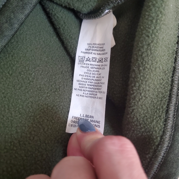 L.L. Bean Olive Green Fleece Pullover - Picture 4 of 8